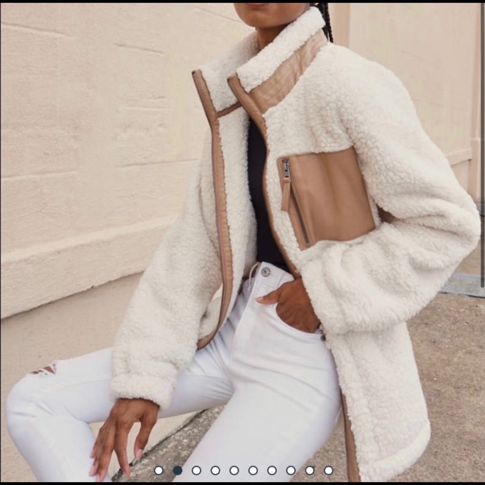 Abercrombie & Fitch Sherpa Faux Leather Trim Jacket